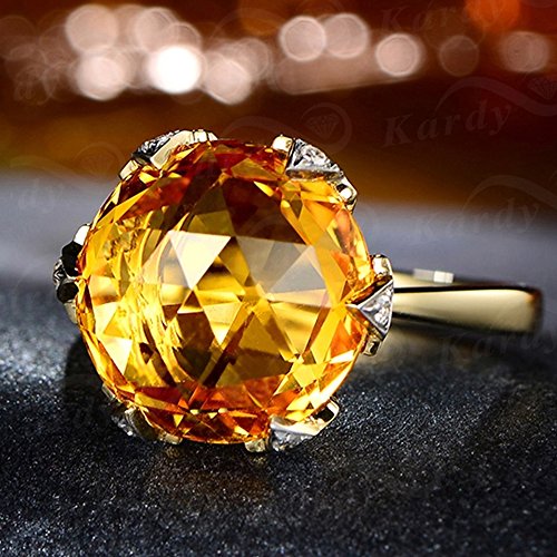 Rare 7.8ct Natural Citrine Ring with South Africa Diamonds of 5 Points Gemstone Solid 14K Yellow Gold Engagement Anniversary Rings for Women4