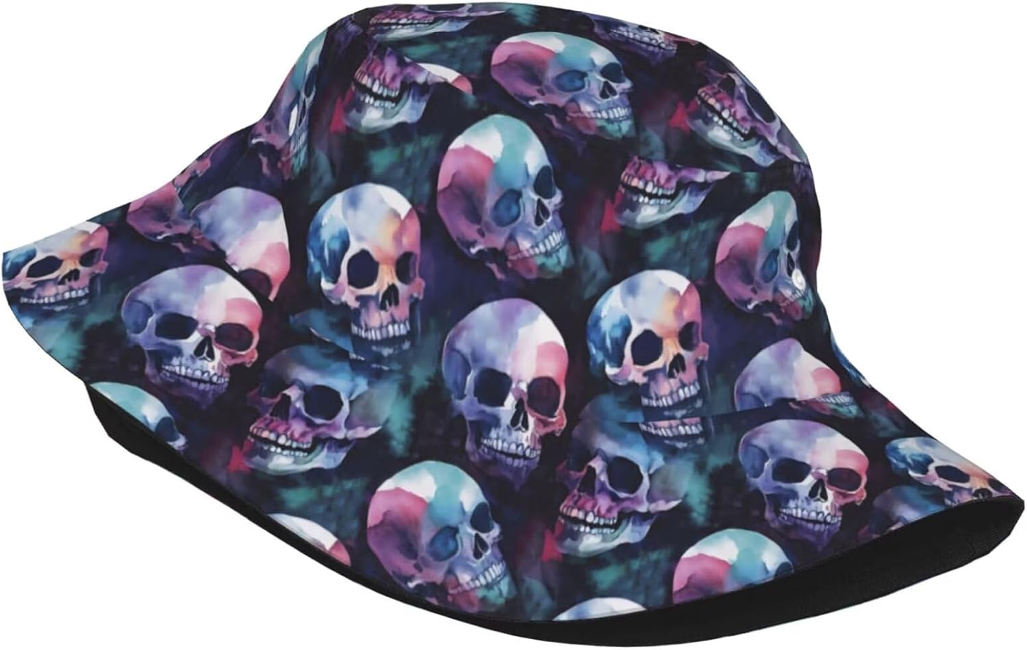 Halloween Bucket Hat for Women Men Watercolor Gothic Skull Hat Holiday Party Cap Outdoor Travel Sun Caps - Image 2