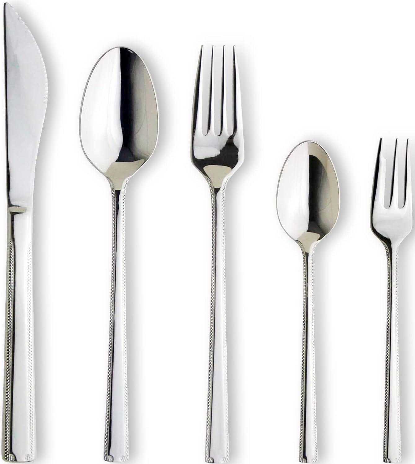 Nagao Lucky Wood Romance Dinner Cutlery Set, 5 Pieces, Knife, Spoon, Fork, 18-10 Stainless Steel, Made in Japan