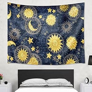 Slaapkamer Woonkamer Dorm Retro Schilderij Zon Maan Sterren Universum Psychedelische Slaapkamer Thuis Poster, Muur…