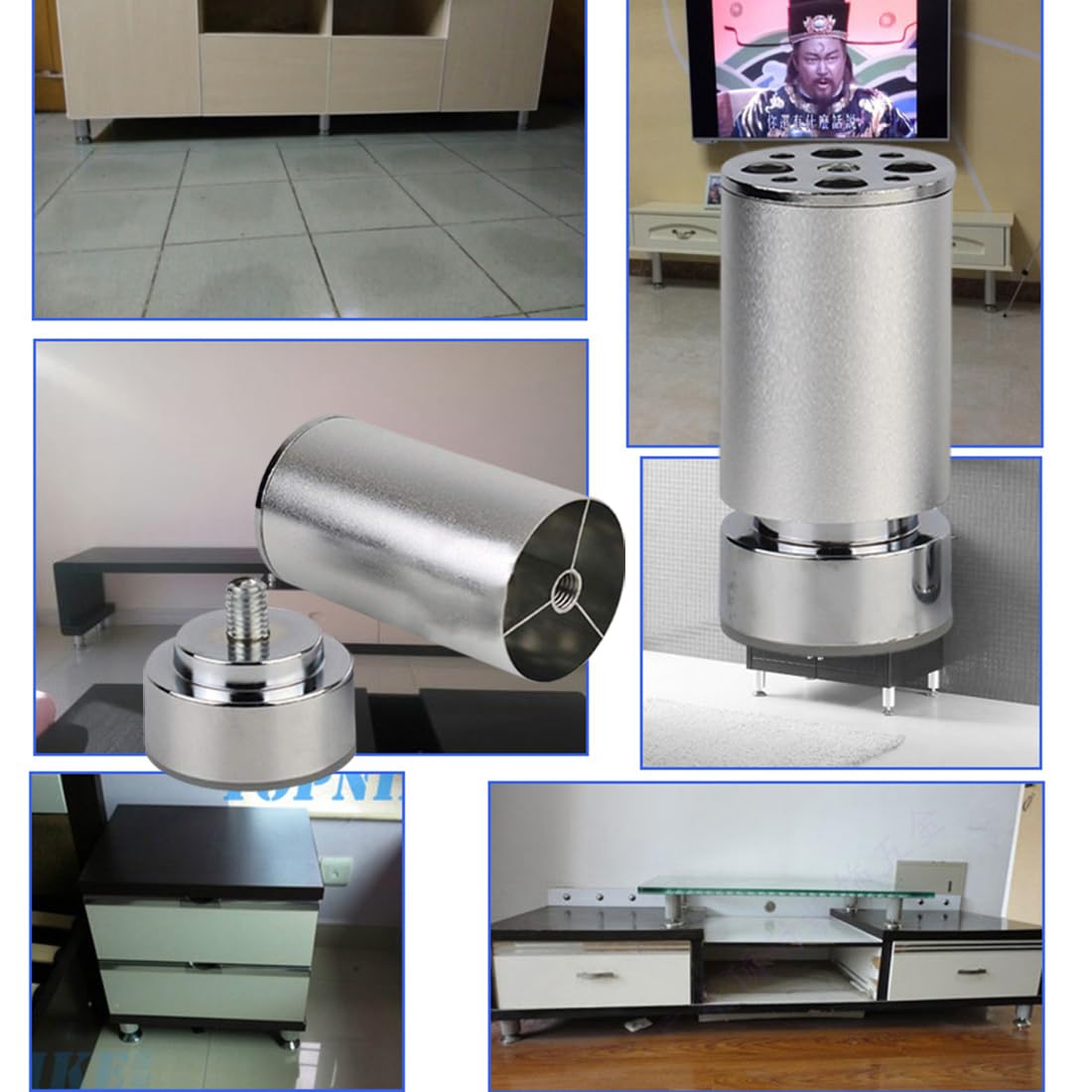 Pies de Mesa Plata, 4 Piezas Redondos Pies para Muebles Ajustable Aleación de Aluminio | Acabado Anodizada Altura 6-40cm Patas para Muebles Bano Patas de Mesa 40cm/15.7"