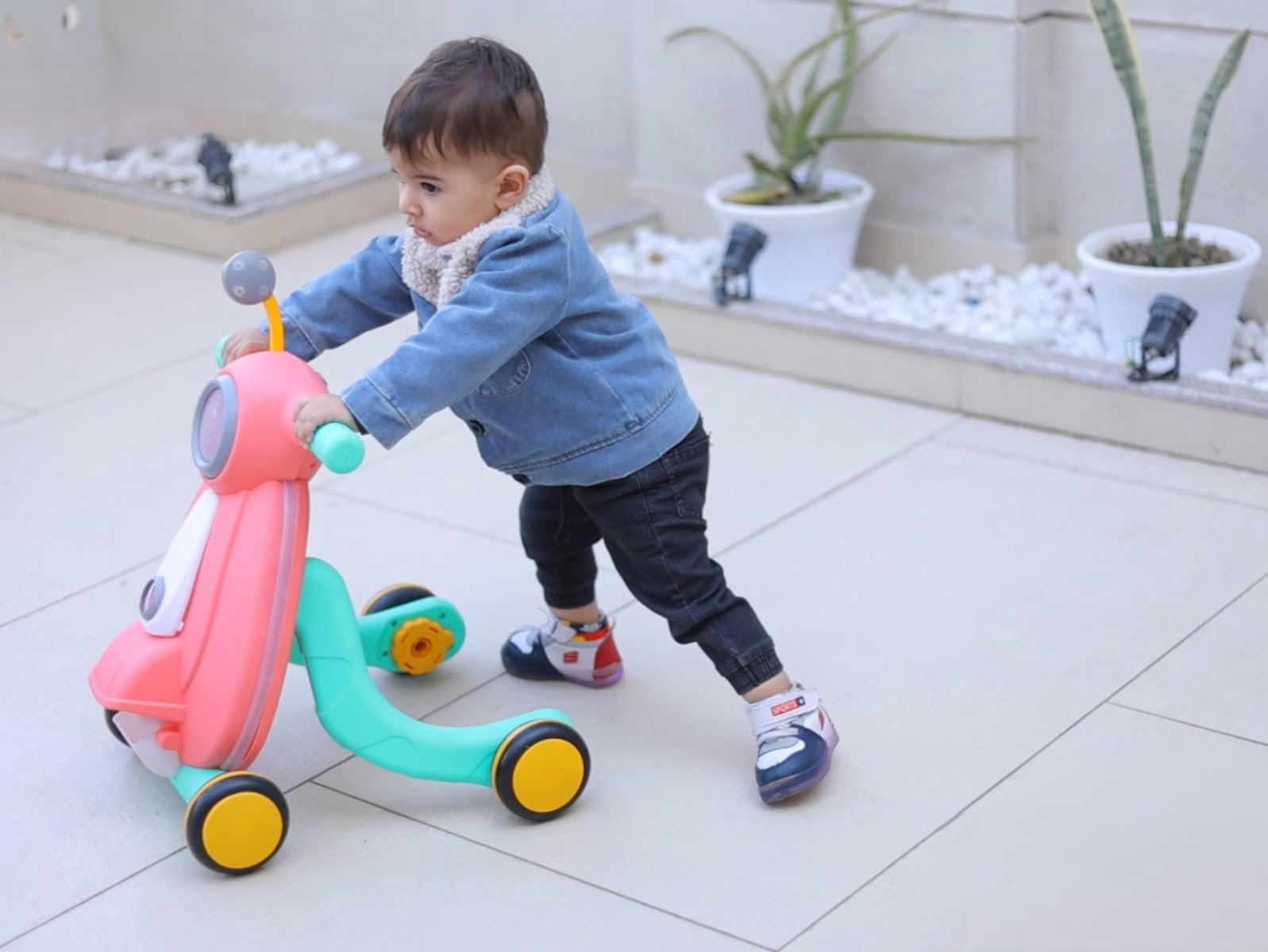 Goyal's Tiny Tracker Baby Walker Early Education Activity Center with Lights, Sounds and Ball Game, Baby Push Walker (Pink) - Image 4 thumbnail