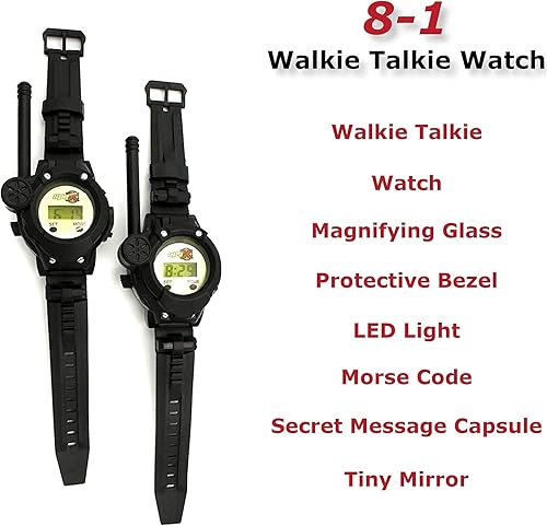 Miniatura 9 de SpyX Spy Wrist Talkies. 8-1 Walkie Talkies multifuncional reloj espía de juguete para niños. Reloj espía de radio bidireccional manos libres para