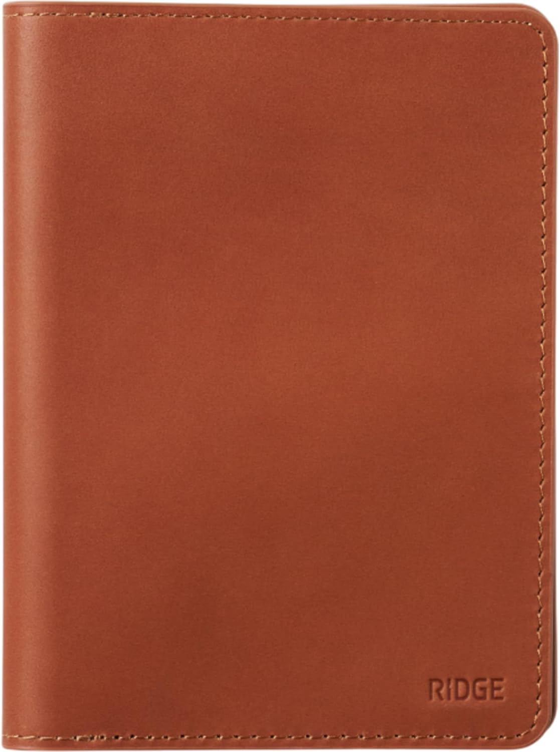 Ridge Passport Holder - Leather Travel Wallet, RFID Protection, Holds Passport, 6 Credit Cards, Folded Cash, And a Boarding Pass (Tobacco Brown)