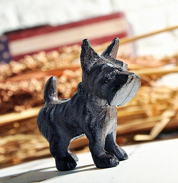 EatingBiting 3" Cast Iron Schnauzer Dog Pet Statue Paperweight Puppy Figurine Collectible Gift Garden Home Office Desk Decor Animal Figurine