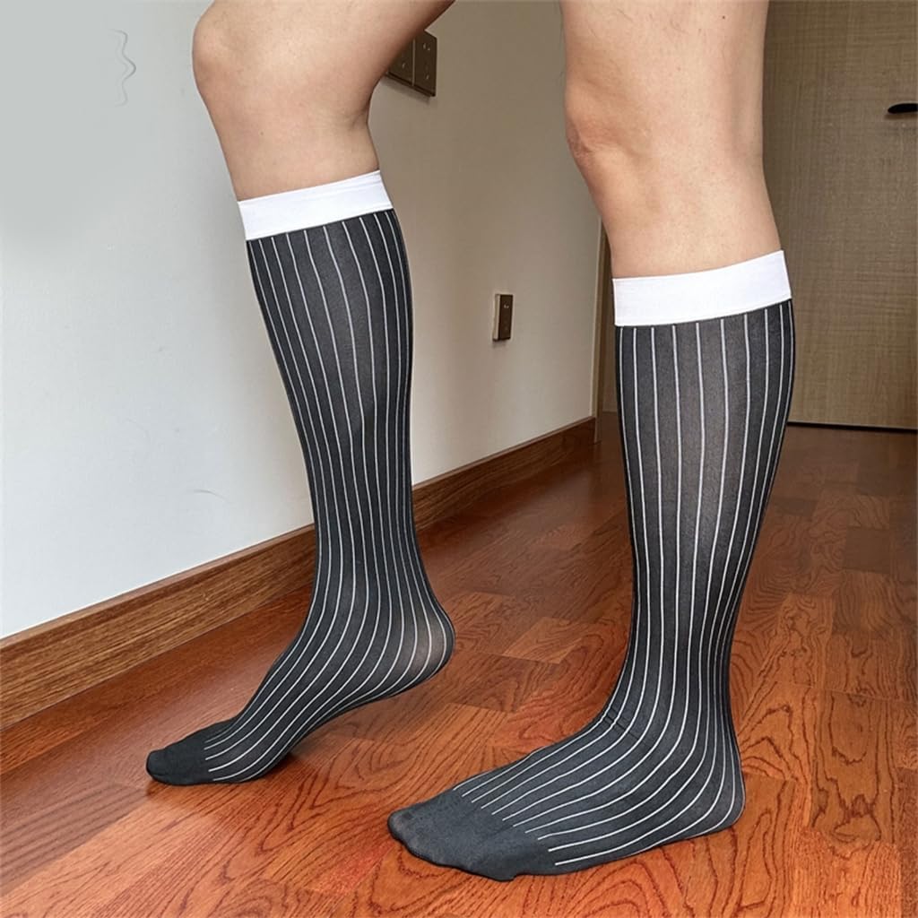Men Dress Socks Colorful Wide Stripes Business Prom Nylon Blend Comfortable and Practical Socks for Offices