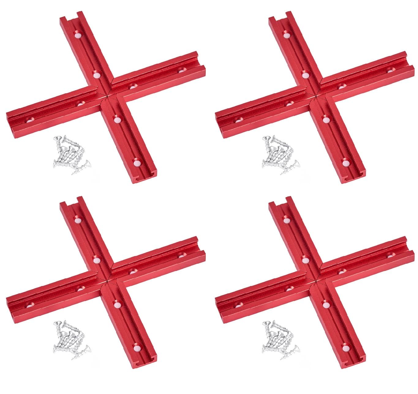 T Track 3" Intersection Kit with Wood Screws-Double Cut Profile Universal T-Track with Predrilled Mounting Holes - Woodworking-Fine Sandblast