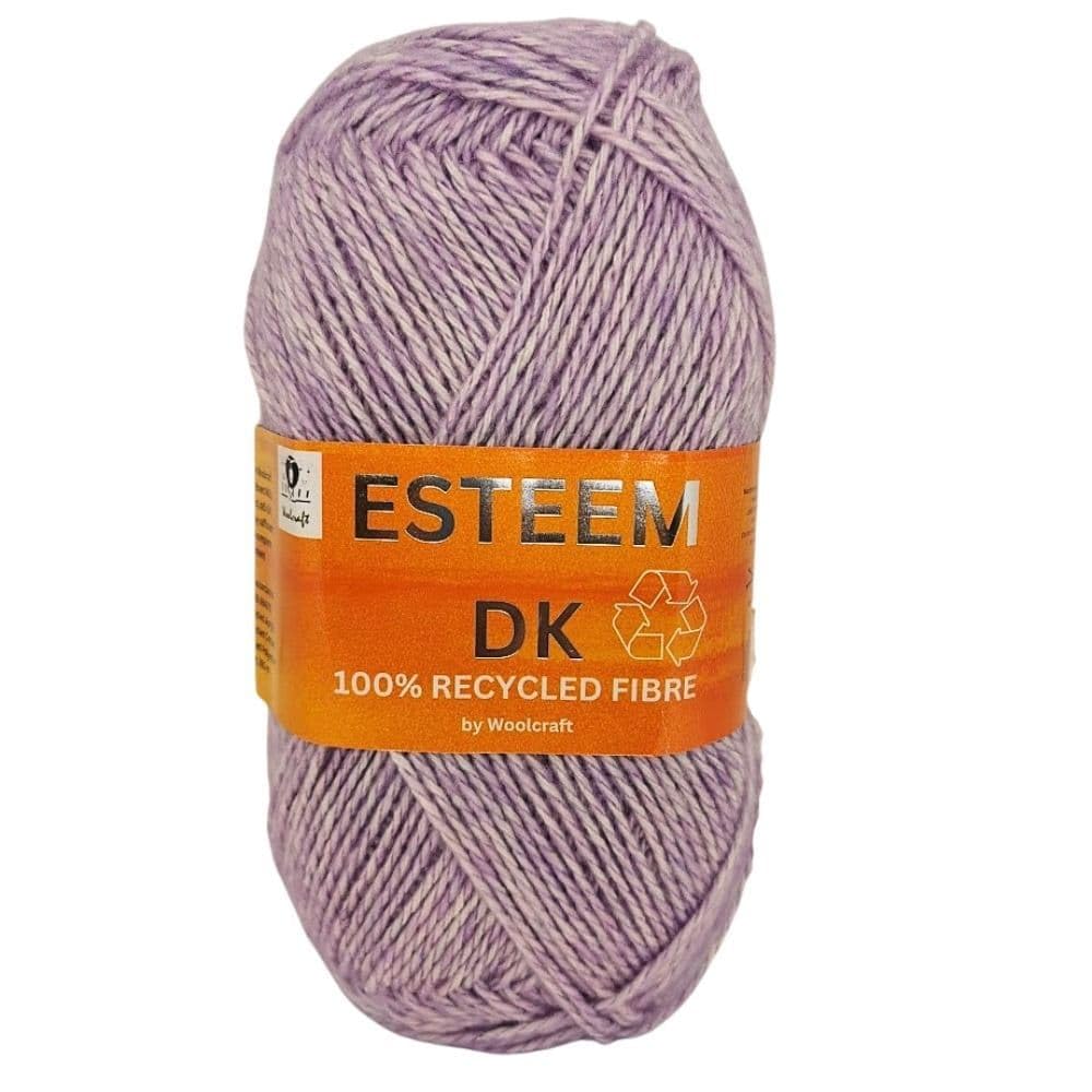 WoolCraft Esteem DK Knitting & Crochet Yarn, Great Value Recycled Yarn Available in Bright, Vibrant Colours, Soft and Smooth Yarm, 280 Metres, 100g Balls, Pack of 10, Lilac Twist