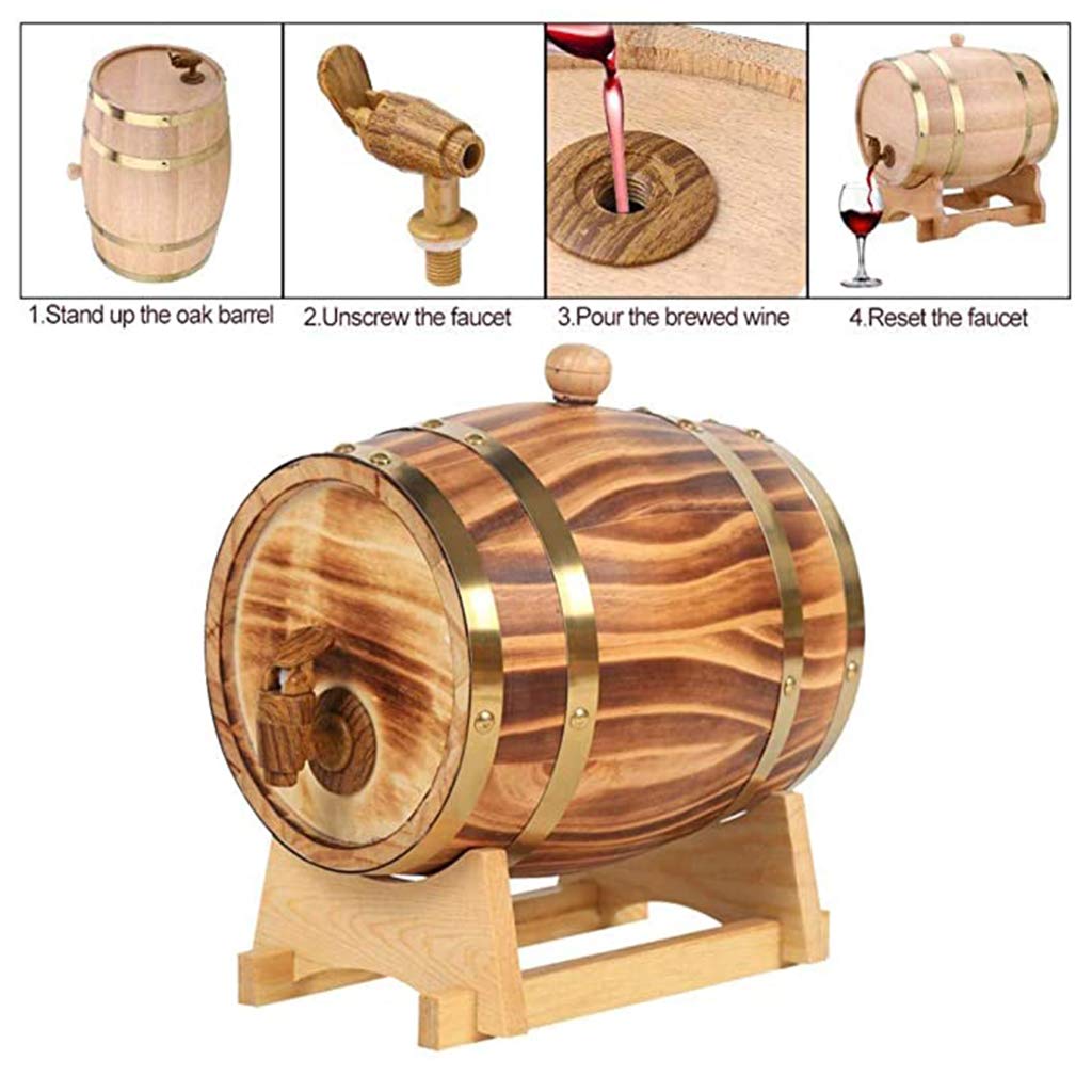 Beczka na wino dębowe 1,5 l / 3 l / 5 l / 10 l / 15 l / 20 l / 25 l / 30 l beczka do starzenia się drewna dębowego, ręcznie wykonana drewniana beczka na wino, do przechowywania lub starzenia