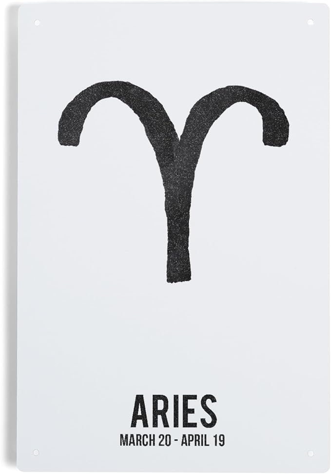 Lantern Press 6x9 Inch Metal Sign, Aries, Astrology Zodiac Symbol, Ink Drawing