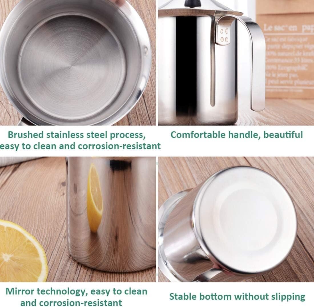 Spieniacz do mleka Pompa Ręczna Ze Stali Nierdzewnej Spieniacz Do Mleka Ręczna Maszyna Do Spieniania Mleka Kubek Do Kawy Cappuccino Latte Cocktails Sok(800ml)