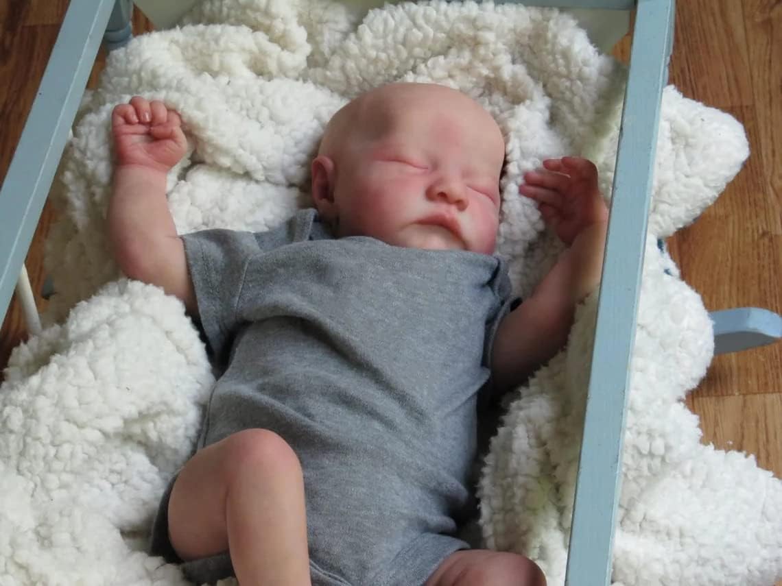 Zero Pam Sleeping Reborn Baby Doll Realistic Newborn Boy Doll 19 Inch Lifelike Reborn Silicone Baby Eyes Closed Real Life Weighted Toddler Boy Handmad