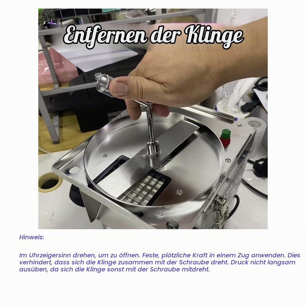 Kommerzieller Gemüsewürfelschneider, Gemüsewürfelschneidemaschine 250W, Obst Zwiebel Kartoffelschneider Gemüseschneider Lebensmittelhacker, mit 5 Würfelklingen und 1 Scheibenschneidklinge