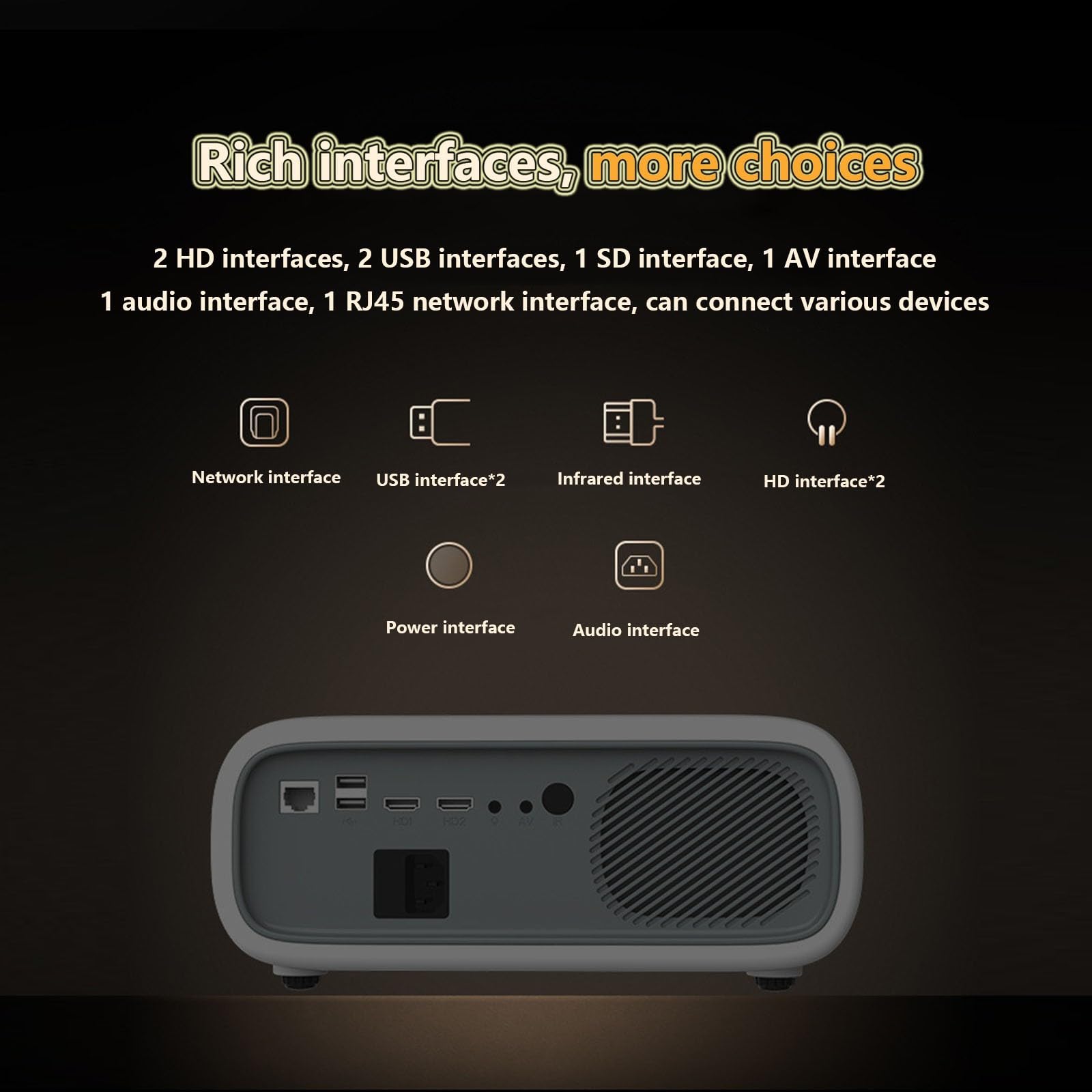 Mini Proiettore Portatile, Auto Focus/Keystone,Videoproiettore 4K Per Esterni/Home Cinema,Compatibile Con Ios/Android/Tablet/HDMI/TV Stick/USB A