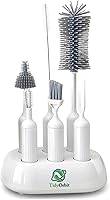 Vista 1 de Juego de cepillos para botellas 6 en 1 con soporte, kit de limpieza multiusos para biberones, botellas de agua reutilizables, popotes y tapas, sin