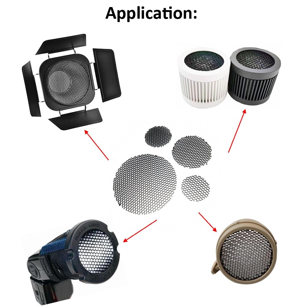 Lot de 20 caches antireflets en nid d'abeille en aluminium noir for spots encastrés, spots et autres éclairages.(50mm)