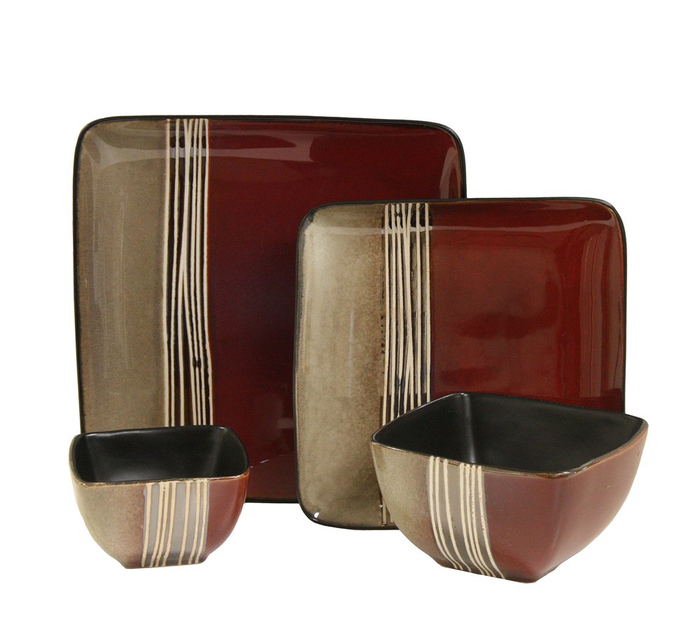 Amazon.com | Elama Downtown Loft 16 Piece Double Bowl Stoneware