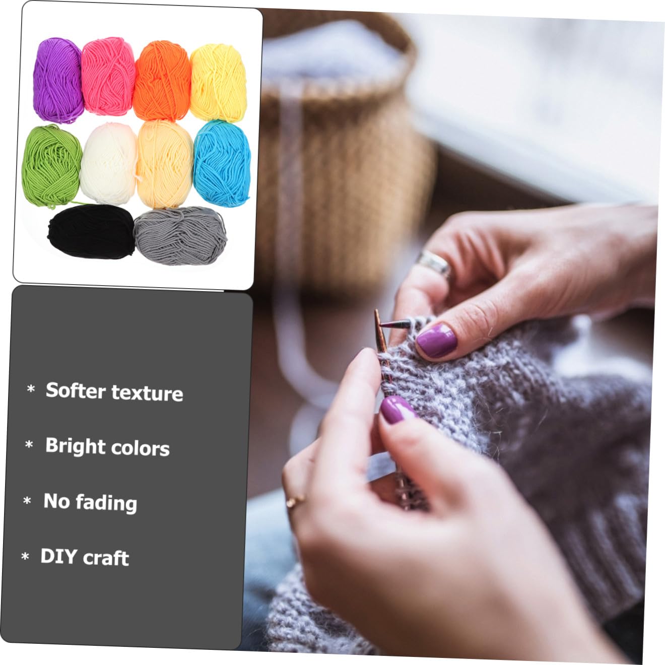 10pezzi Filato di Cotone Gomitoli Colorati per Lavori Maglia e Uncinetto Delicato per Creazioni Artigianali e Accessori Fatti Mano