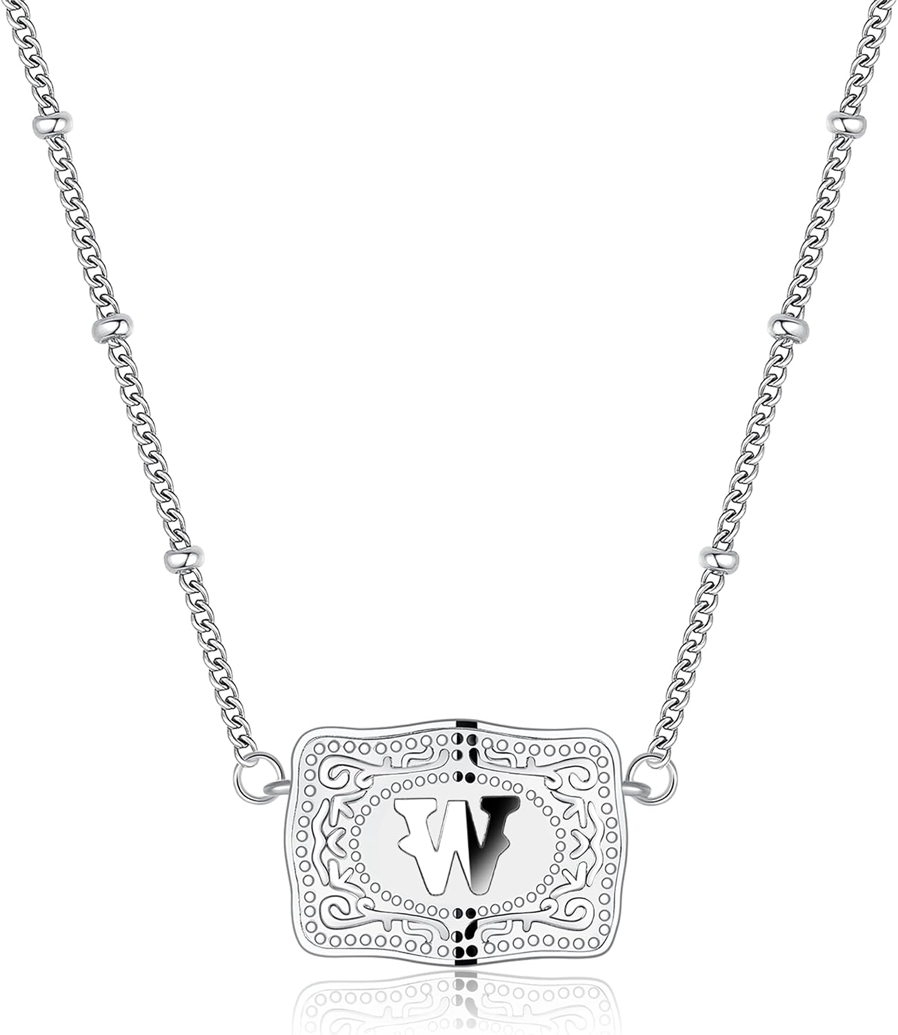 Mini Belt Buckle Initial Necklace for Women, 18K Gold/Silver Plated Initial Letter Pendant, Belt Buckle Necklace with Initial, Unique Western Jewelry Gifts for Women