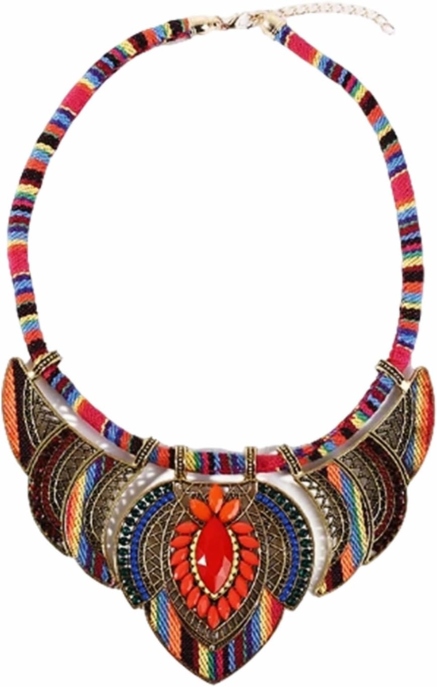 Gioielli etnici vintage Collana in lega fatta a mano di ispirazione etnica tribale bohémien per la collocazione quotidiana di feste in costume nazionale, danza (colorato)