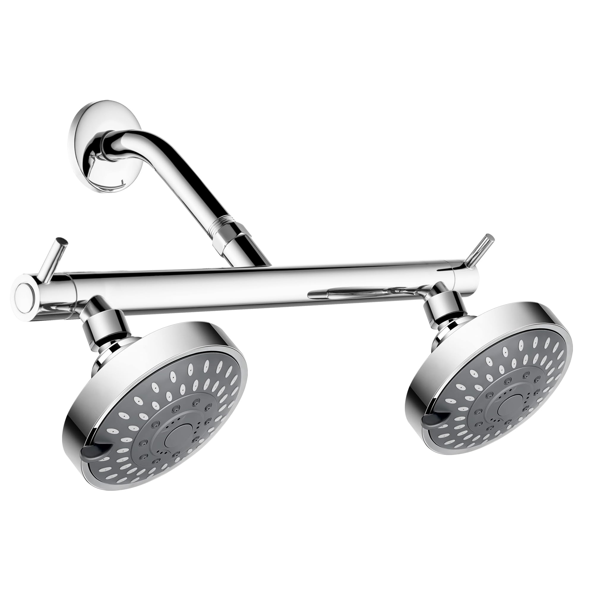 BEIYI Double Shower Head for Two People High Pressure 5 Settings 2 Person Double Shower Head Couple Chrome