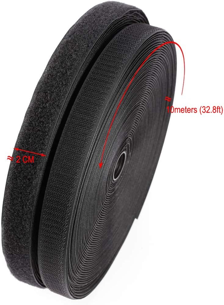 3/4'' Width x 10Meters Length Black Sew On Hook and Loop Tape Fastening Nylon Fabric Tape (Black, 3/4 Inch x 10 Meters) image 2