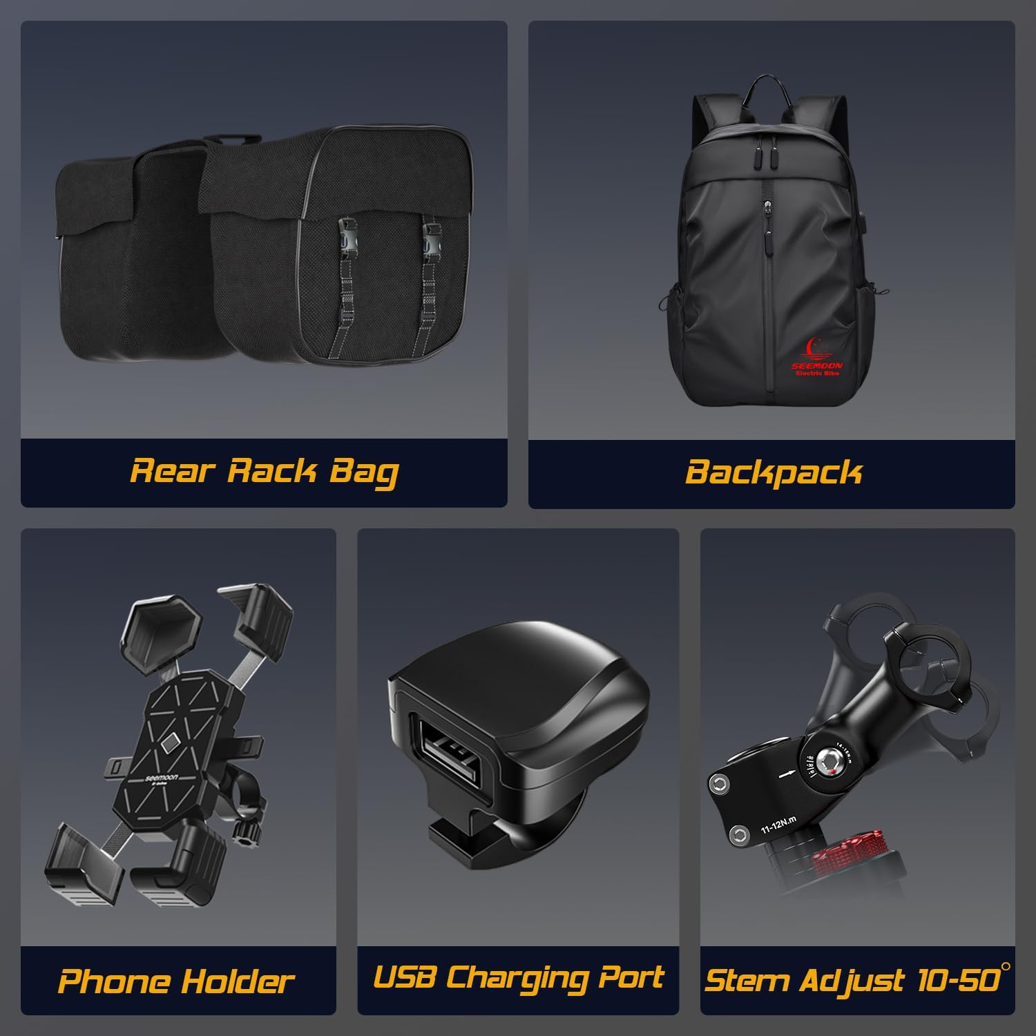 Seemoon 4000W Dual Motor Electric Bike for Adults Teens SM1,Max 38 MPH with 52V 1040Wh Removable Battery,26" Fat Tires Up to 105 Miles Range,Fast Electric Bicycles for Road Sand Snow for Men Women