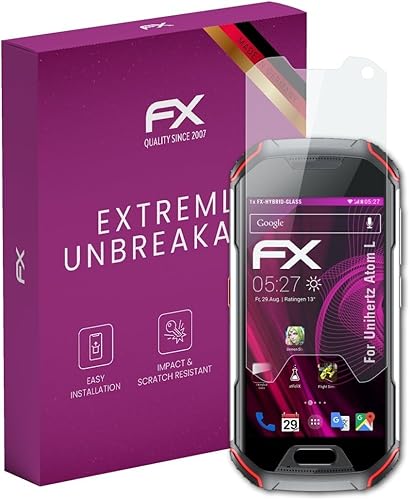 atFoliX Película protectora de vidrio de plástico compatible con Unihertz Atom L Glass Protector, 9H Hybrid-Glass FX Glass Screen Protector de