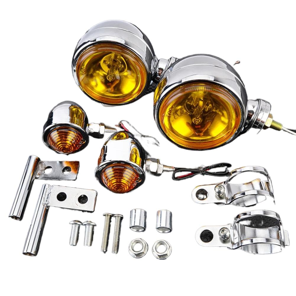 Motorcycle Fog Light Headlight Turn Lamp Bracket Compatible with Cafe Racer Bobber Chopper Spot Lamp(1SET)