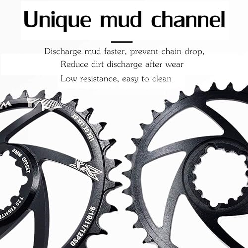 Miniatura 4 de YBEKI Plato estrecho ancho 30T-38T – CNC 7075-T6 aluminio MTB para SRAM GXP/XX1/X01 (desplazamiento de 0.118 in/0.236 in) Diseño de diente