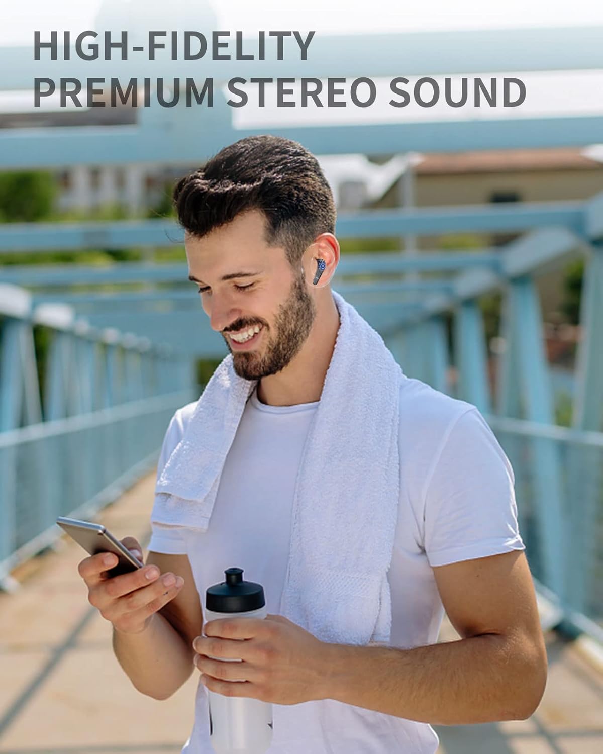 JOYHOOSH Wireless Bluetooth Earbuds, Bluetooth 5.2 Wireless Ear Buds with Charging Case Stereo Sound Earphones Wireless Headphones with Microphone 35H Playtime & Power Display IPX6 Waterproof (Black)