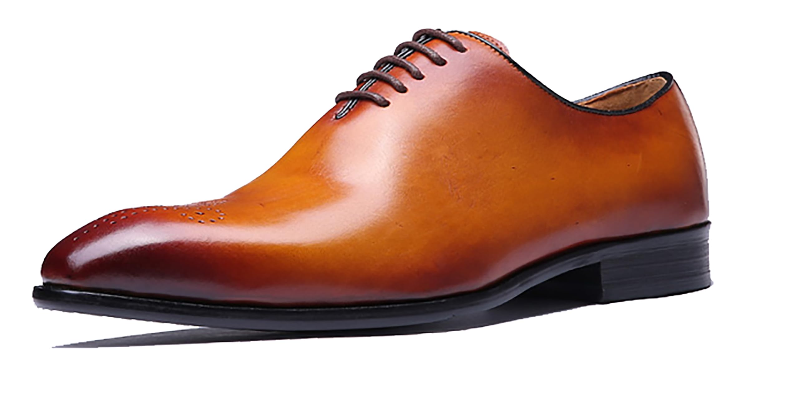 Santimon Mens Leather Handmade Fashion Brogues Oxfords Shoes Comfortable Dress Formal Derby Shoes