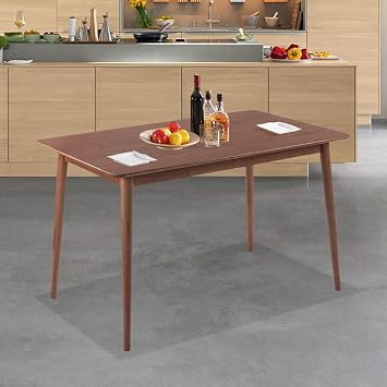47 in Kitchen Table Rectangular Dining Table with Wooden Legs Dining Room Table for 4 Mid Century Modern Real Solid Wood Dining Table for Living Dining Room, Sturdy Wooden, Espresso
