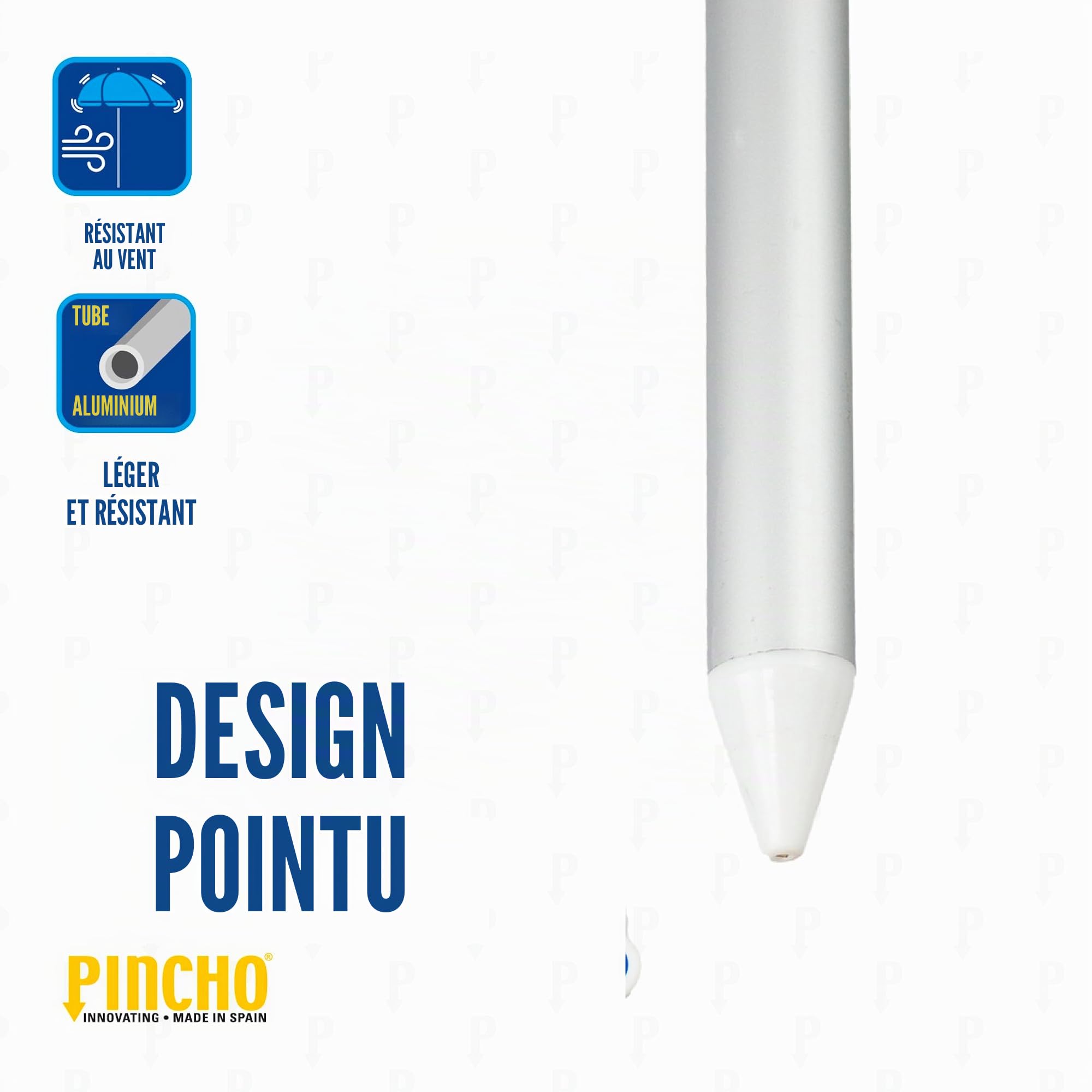 Pincho Support tige pour parasol de plage – Base de parasol en aluminium résistant – Fixation sûre pour tubes de Ø25 mm – Support réglable anti-vent – Fabriqué en Espagne