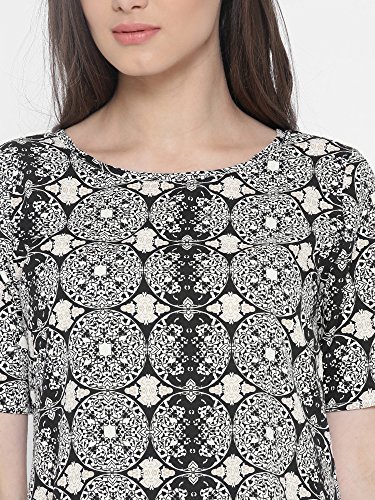 Image of Sera Women White & Black Printed A-Line Dress