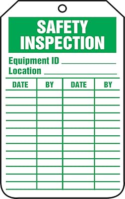 Accuform Signs TRS315CTP Inspection Record Tag, Legend