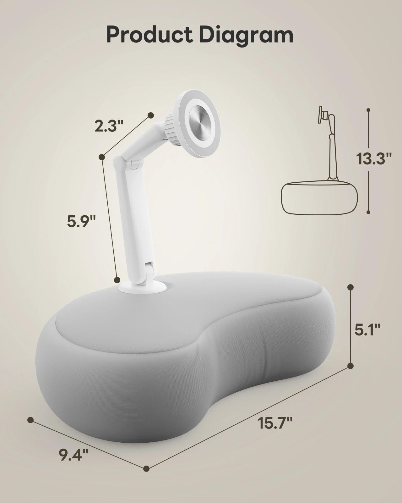 SAIJI Soporte de Almohada Kindle – Soporte magnético para iPad Compatible con Kindle, Tablet, iPad, iPhone, Soporte de Tableta de 360° para Cama con Almohada ergonómica y Brazo de Doble articulación