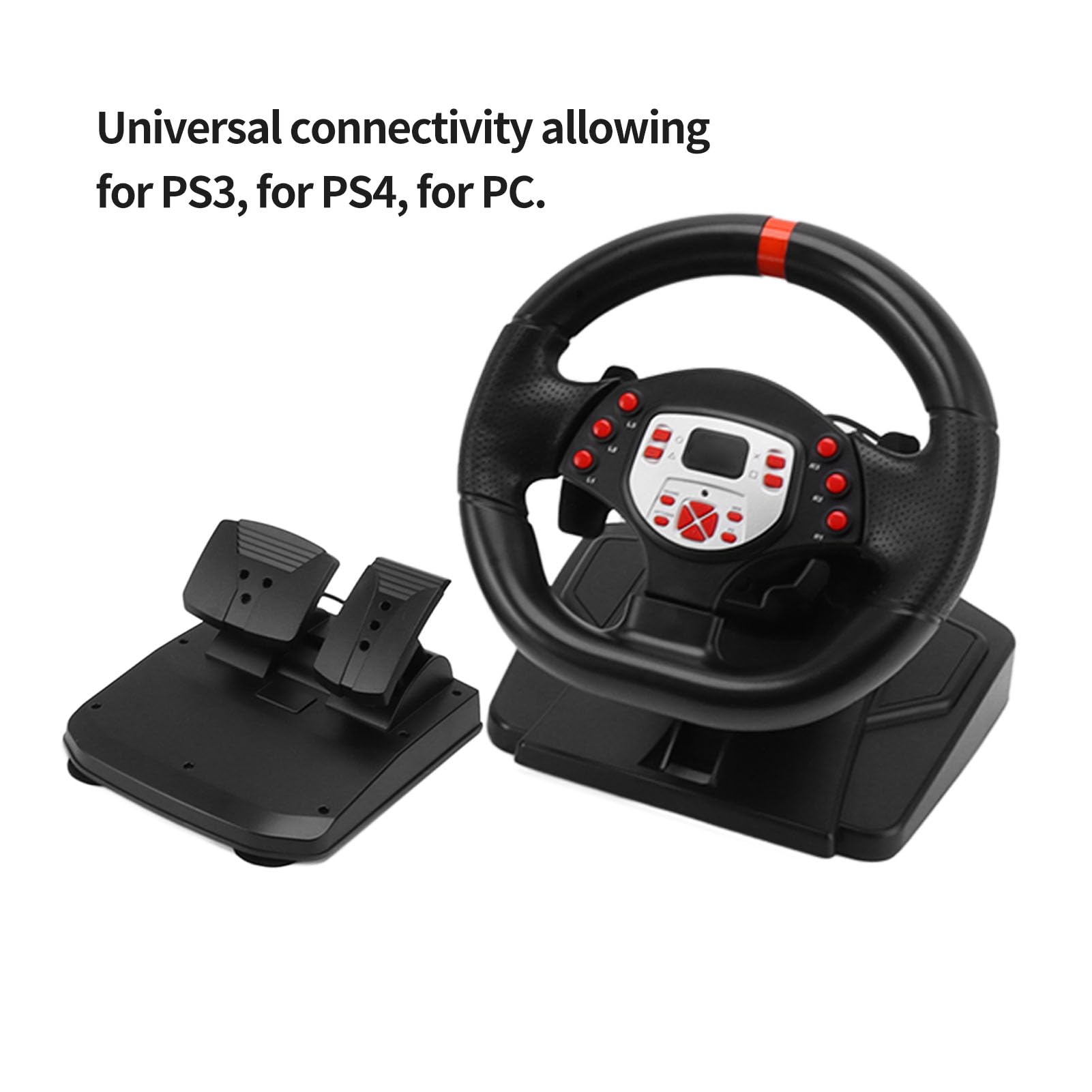 Kierownica Wyścigowa, 5 w 1 Driving Force Racing Wheel Wibracja PC Kierownica z Pedałem Łopatka Zmiany Biegów 180 Stopni Kierownica Gaming Racing Simulator na PC