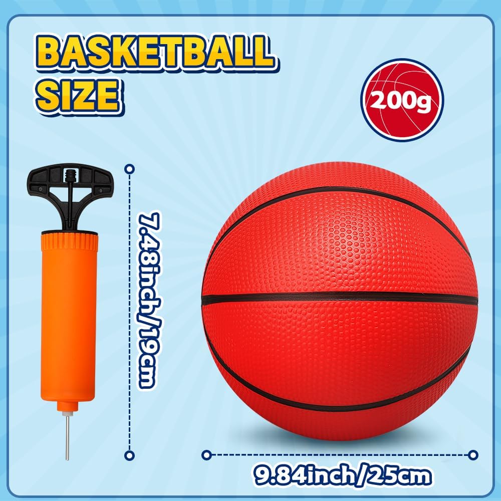 9.8 inch Basketball for Kids Adult, Rubber Bouncy Payground Kickball Dodgeball, Soft Ball for Basketball Hoop, Size 7 PVC Ball Sports Toy for Indoor Outdoor Water Pool Summer Party 9.8inch image 2 of 7 B0DTDWRBDZ