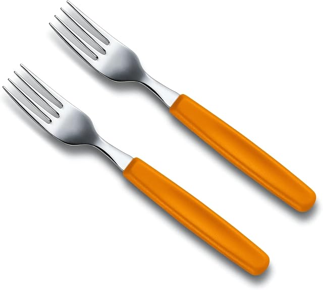 Victorinox widelec stołowy, widelec do steków ze stali nierdzewnej (2 sztuki, pomarańczowy)