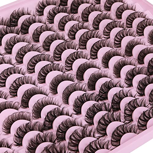 wiwoseo False Eyelashes Russian Strip Lashes D Curly Natural Wispy Fluffy Russian Volume 3D Effect Russian Volume 14MM 15MM 16MM 17MM Faux Mink Lashes 6 Styles Mixed 48 Pairs Pack Crossing Eyelashes