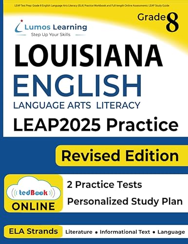LEAP Test Prep: Grade 8 English Language Arts Literacy (ELA) Practice Workbook and Full-length Online Assessments: LEAP Study Guide (LEAP by Lumos Learning)
