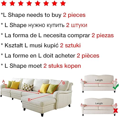 Miniatura 3 de Funda de sofá todo incluido, funda protectora elástica ajustada para sofá, funda de sofá en forma de L, necesita 2 piezas (color Ouniuch2, tamaño 1
