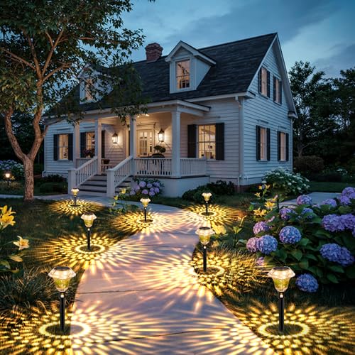Lampe solaire de jardin GIGALUMI lot de 8 balises étanches blanc chaud pour allée et pelouse