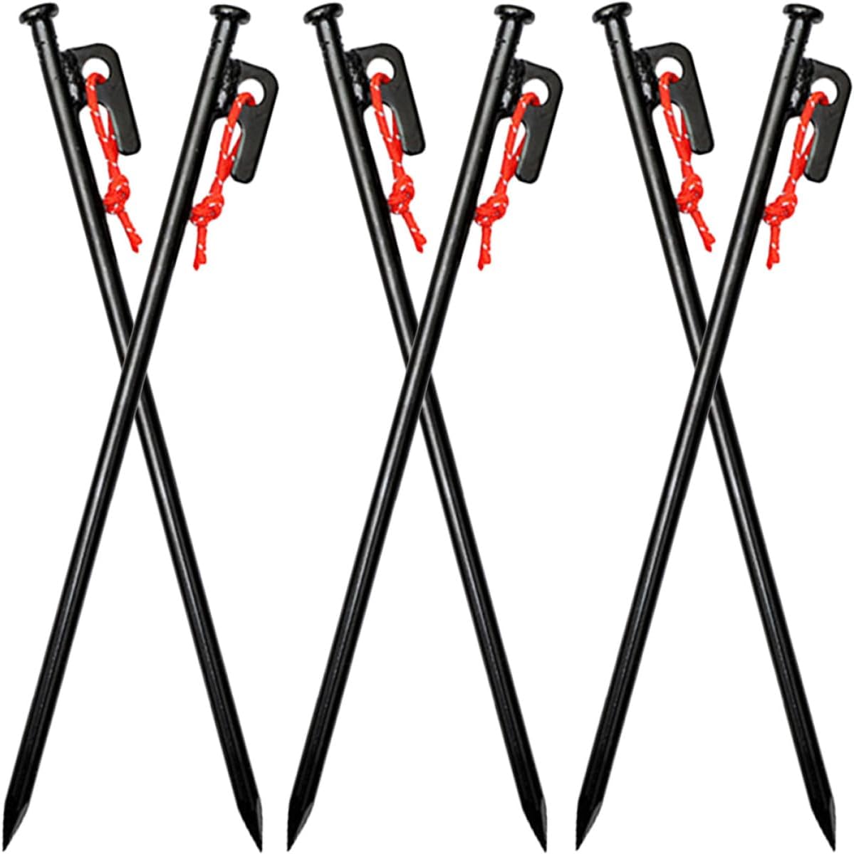 DOITOOL Heavy Duty Tent Stakes 6pcs Metal Ground Stakes with Storage Bag for Camping and Outdoor Tent Anchors