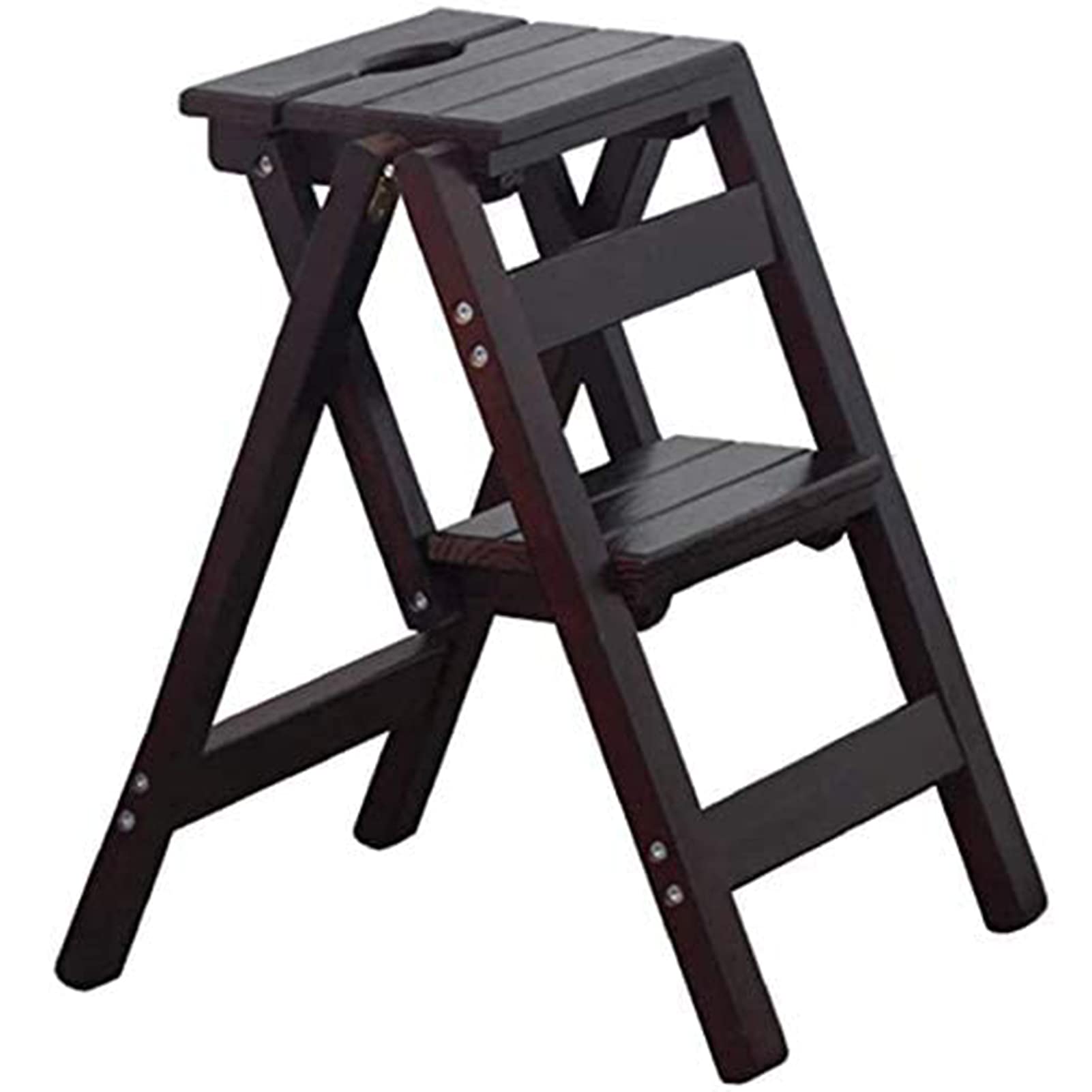 Cxvhsertwr Black Ladders For Home, Folding Portable Ladder Step Stool Multifunctional Wooden(Black)