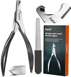Duwize Dog Nail Clippers for Large Dogs & Cats - 1.22" Opening, No Fur Pinch Spring, All 420 Steel, Free Nail File