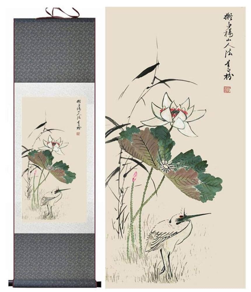水墨絵画【蓮】 彩墨画（水墨画）「蓮」 福田勝司画 | 水墨画・達風 色彩のある