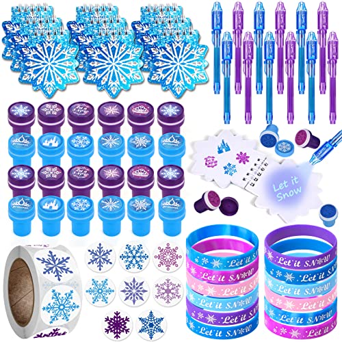 Latocos 61 Frozen Fête Anniversaire Cadeau Fille Flocon De Neige Stylo Espion Invisible Carnet Couronne Château Sceller Bracelet En Silicone Autocollant...