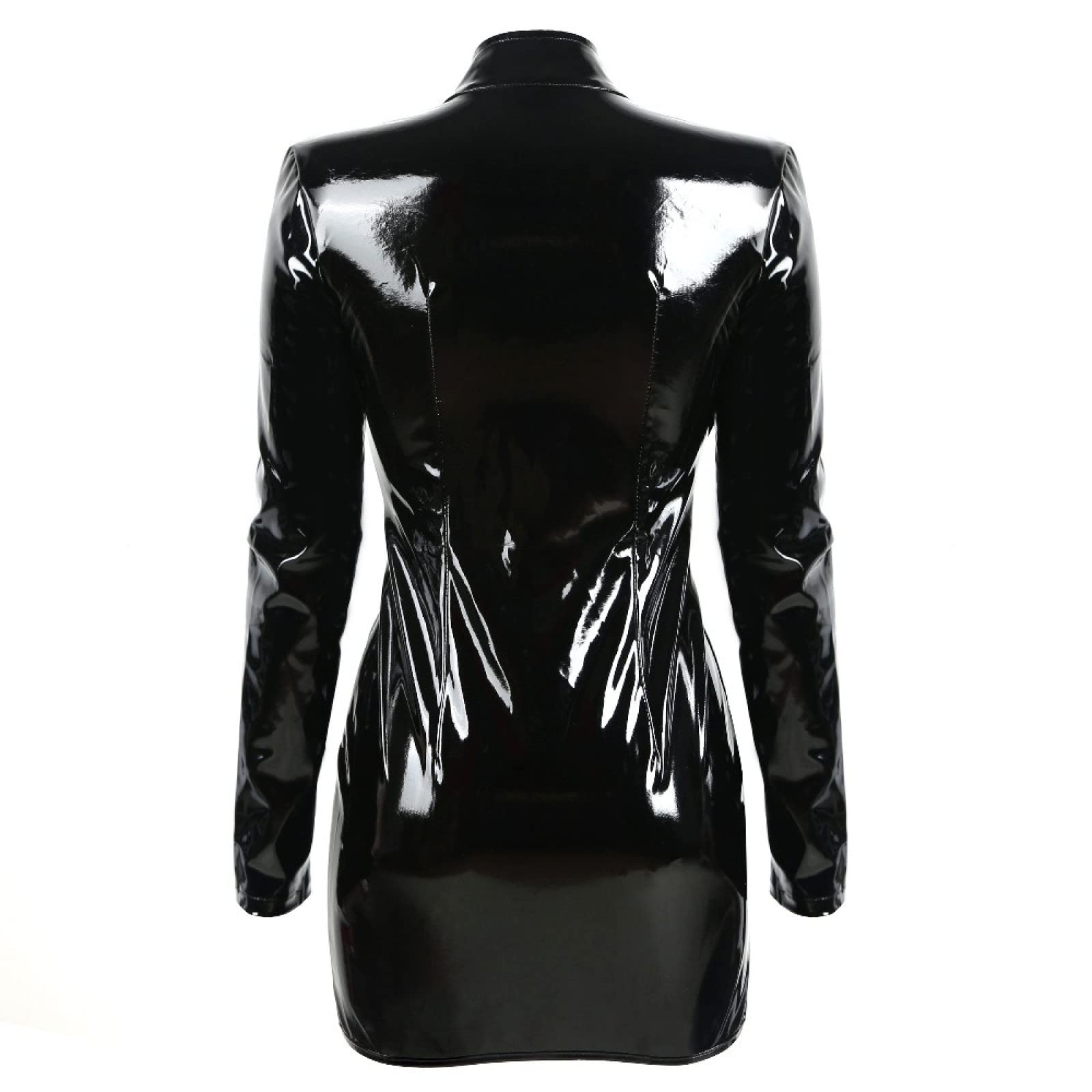 black pvc bodycon dress PVC Wet Look Mini Dress with Structured Bustier Top, Black / XXL
